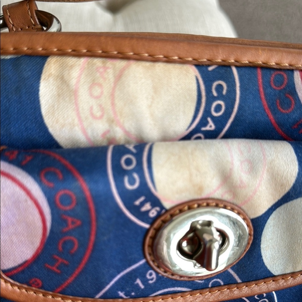 Coach Blue and Pink Shoulder Bag with Signature Design - Picture 9 of 9